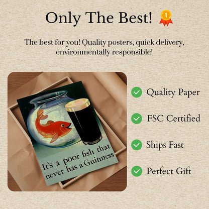 Guinness Fish Humor Vintage Poster