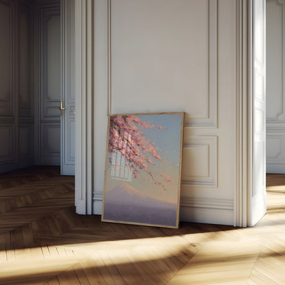 Póster de Flores de Cerezo del Monte Fuji