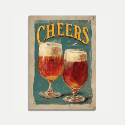 Vintage Cheers Beer Glasses Poster