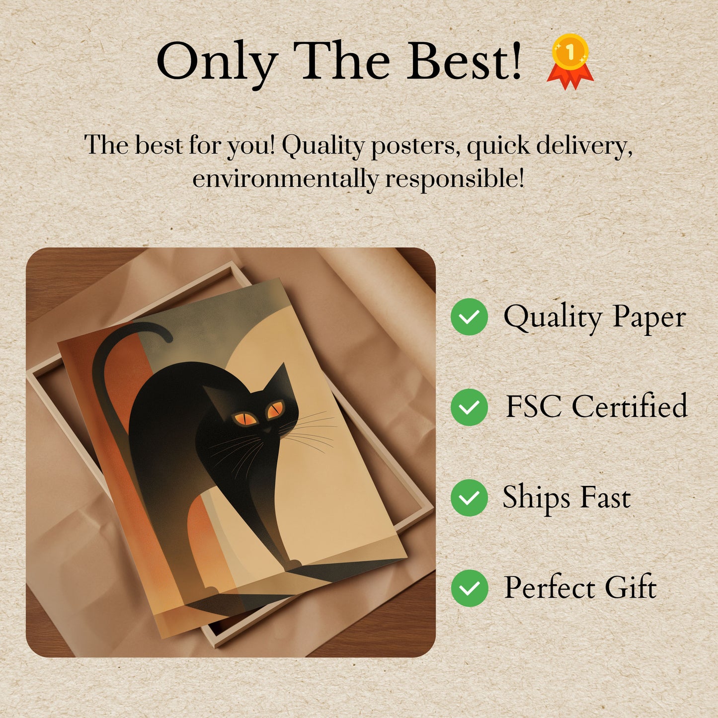 Geometric Black Cat Poster