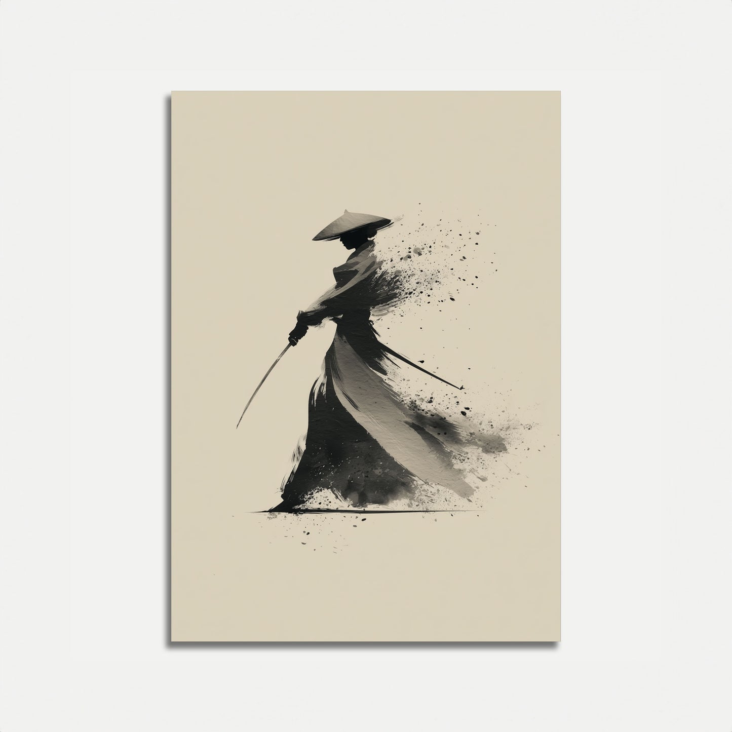 Samurai Ånd Akvarel Plakat