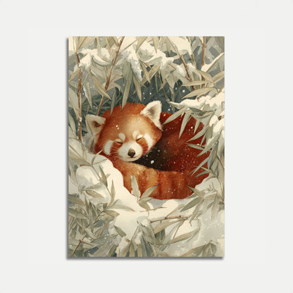 Rode Panda in Wintersneeuw Poster