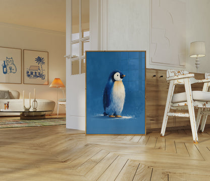 Elegant Blå Pingvin Plakat