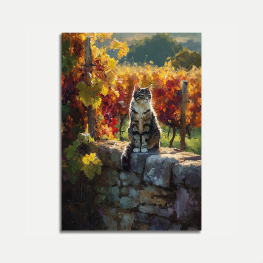 Katze im Herbst-Weinberg-Plakat