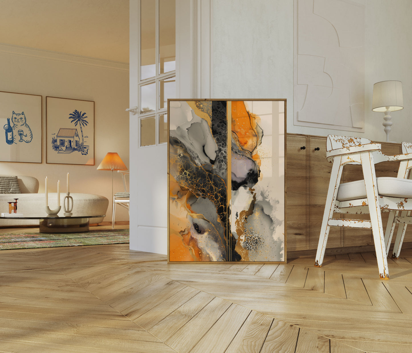 Abstract Liquid Gold Marble Poster