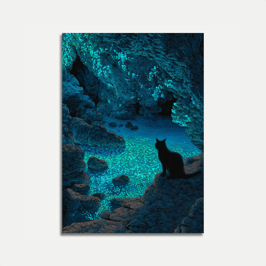 Cat by Glowing Cave Poster