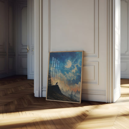 Moonlit Wolf Wilderness Poster