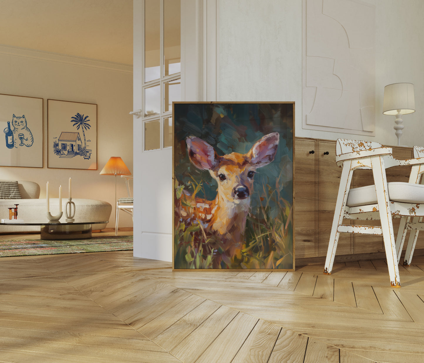 Cervo Gentile tra i Fiori Selvatici Poster