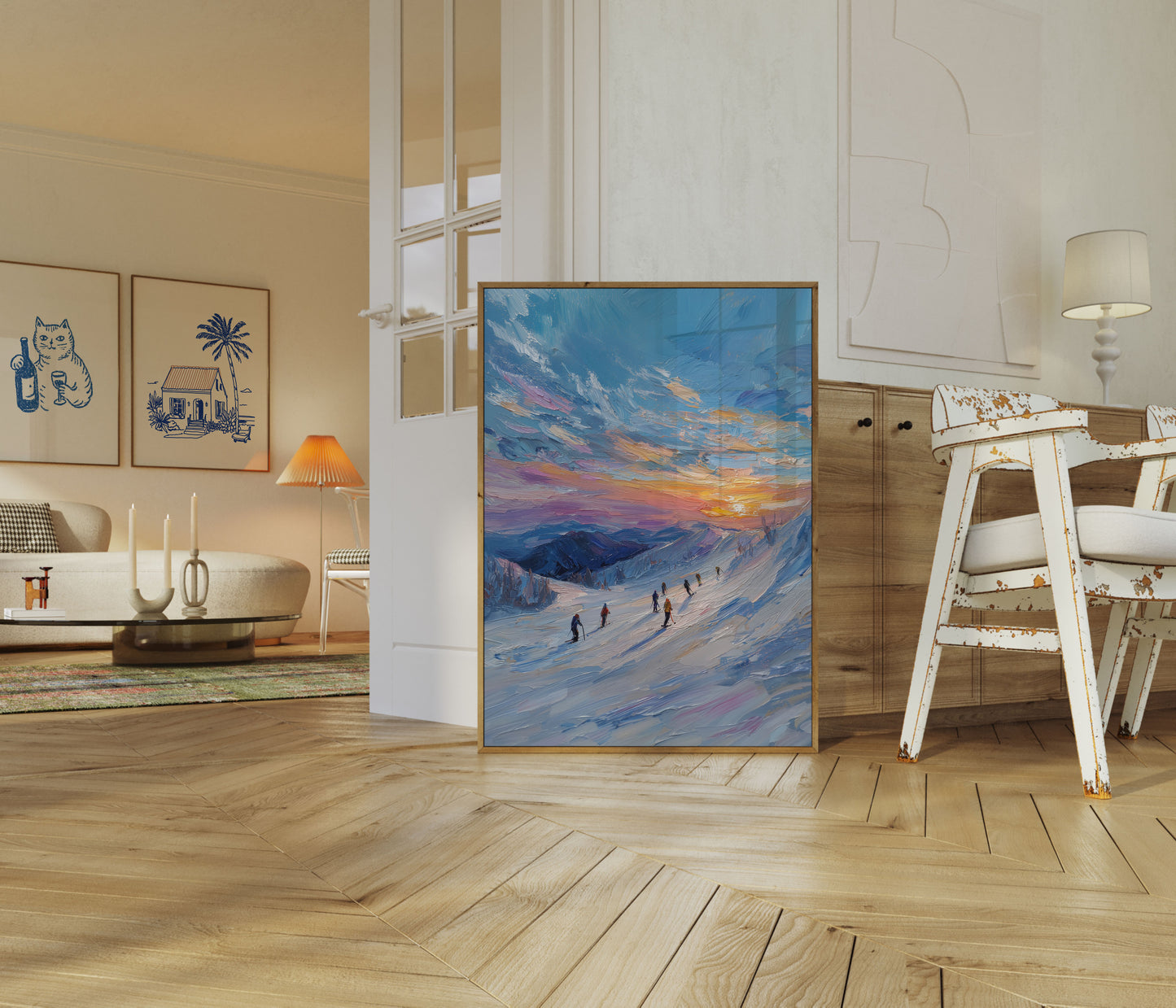 Alpine Sunset Ski Poster