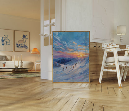 Alpine Sunset Ski Poster
