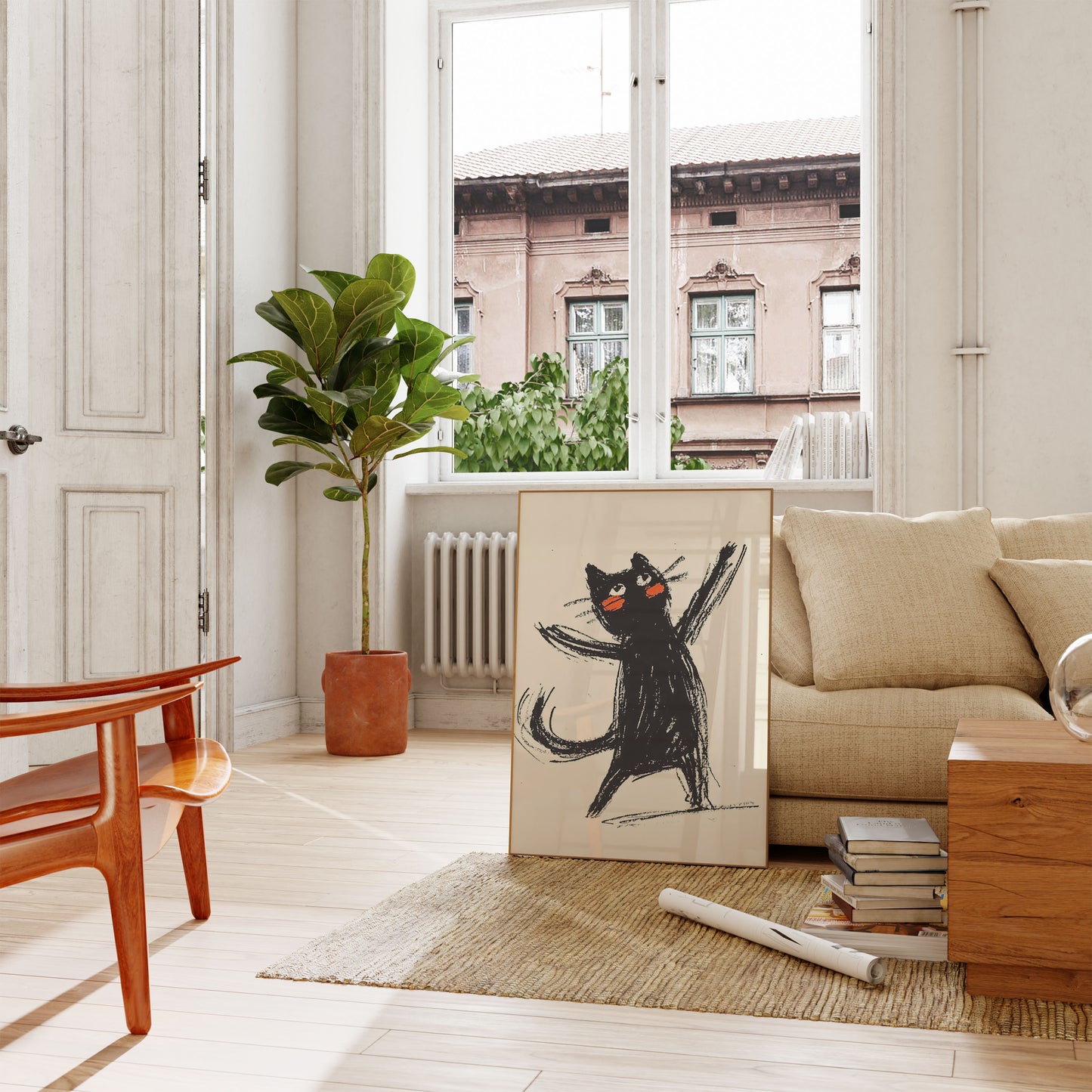 Dancing Black Cat Quirky Poster