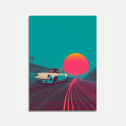 Retro Sunset Porsche Drive Poster