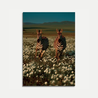 Poster de Zèbres dans des Champs de Marguerites
