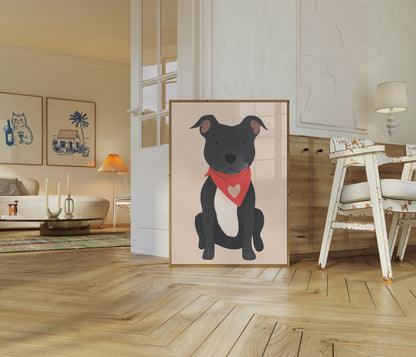 Cute Pitbull Heart Bandana Poster