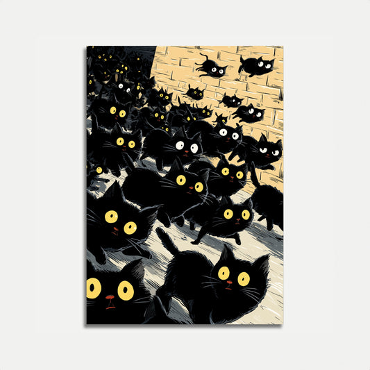 Black Cat Crowd Poster