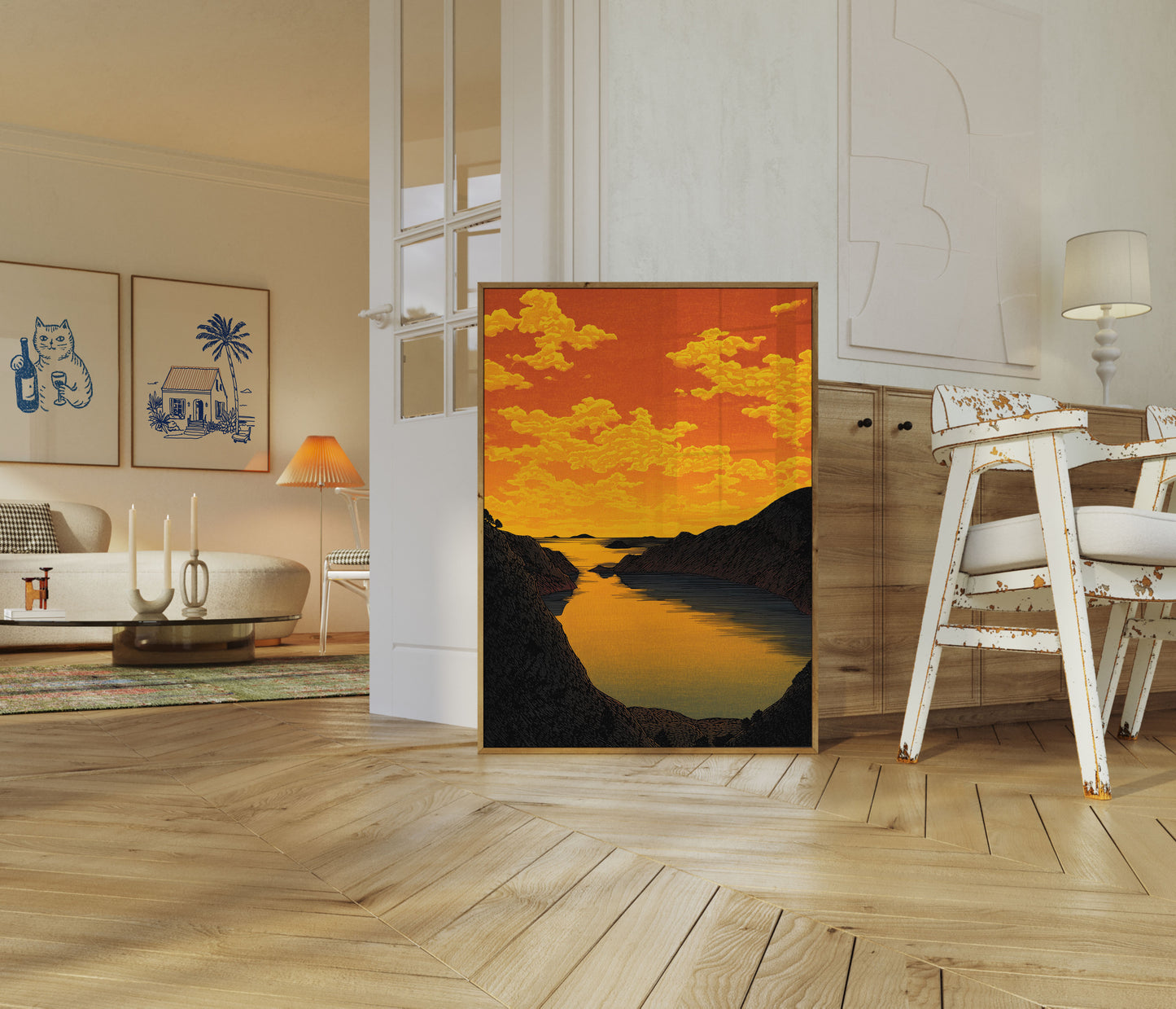 Golden Sunset Mountain Lake Poster