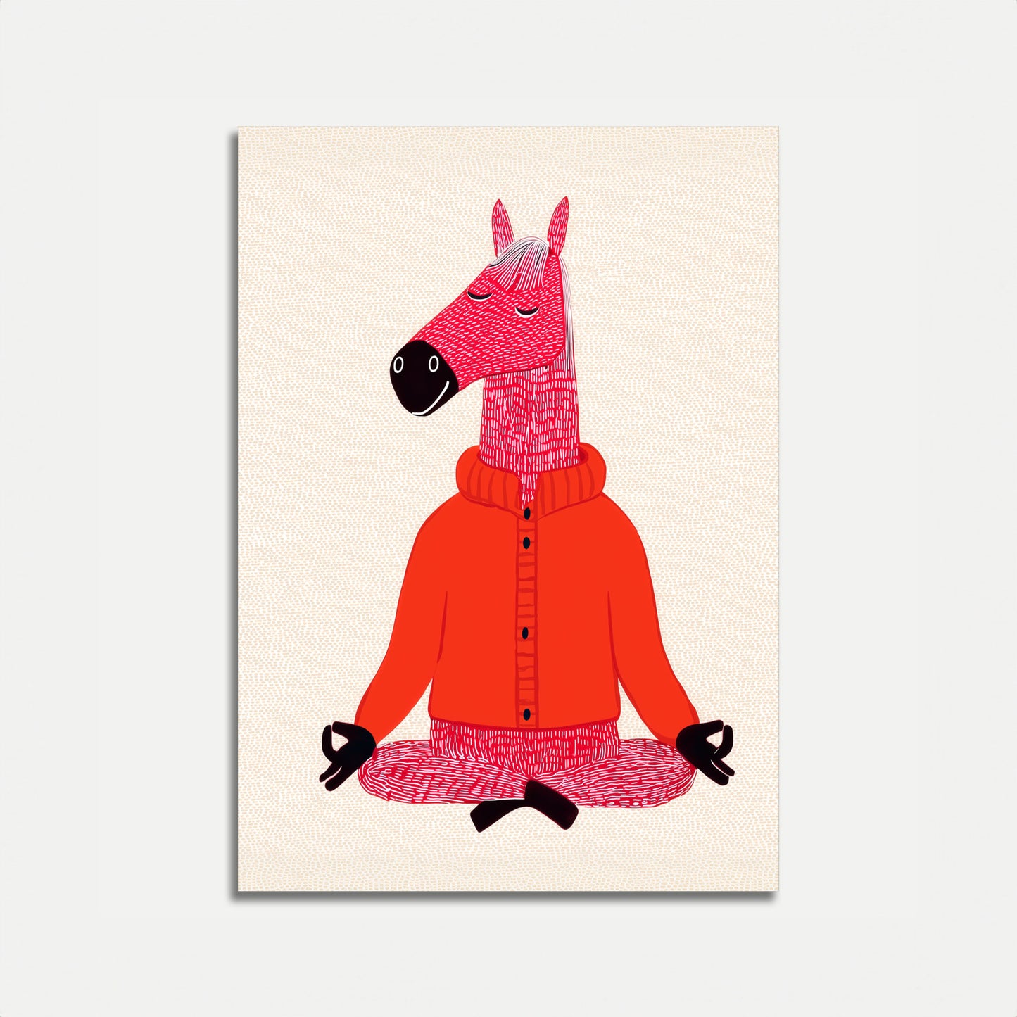 Zen Horse in Red Poster