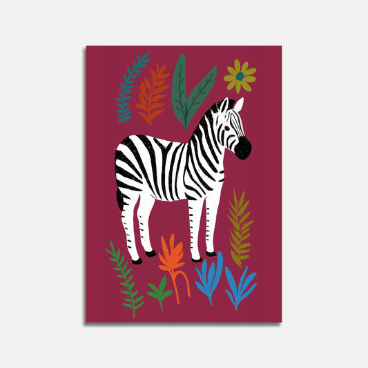 Vibrant Zebra Botanical Poster