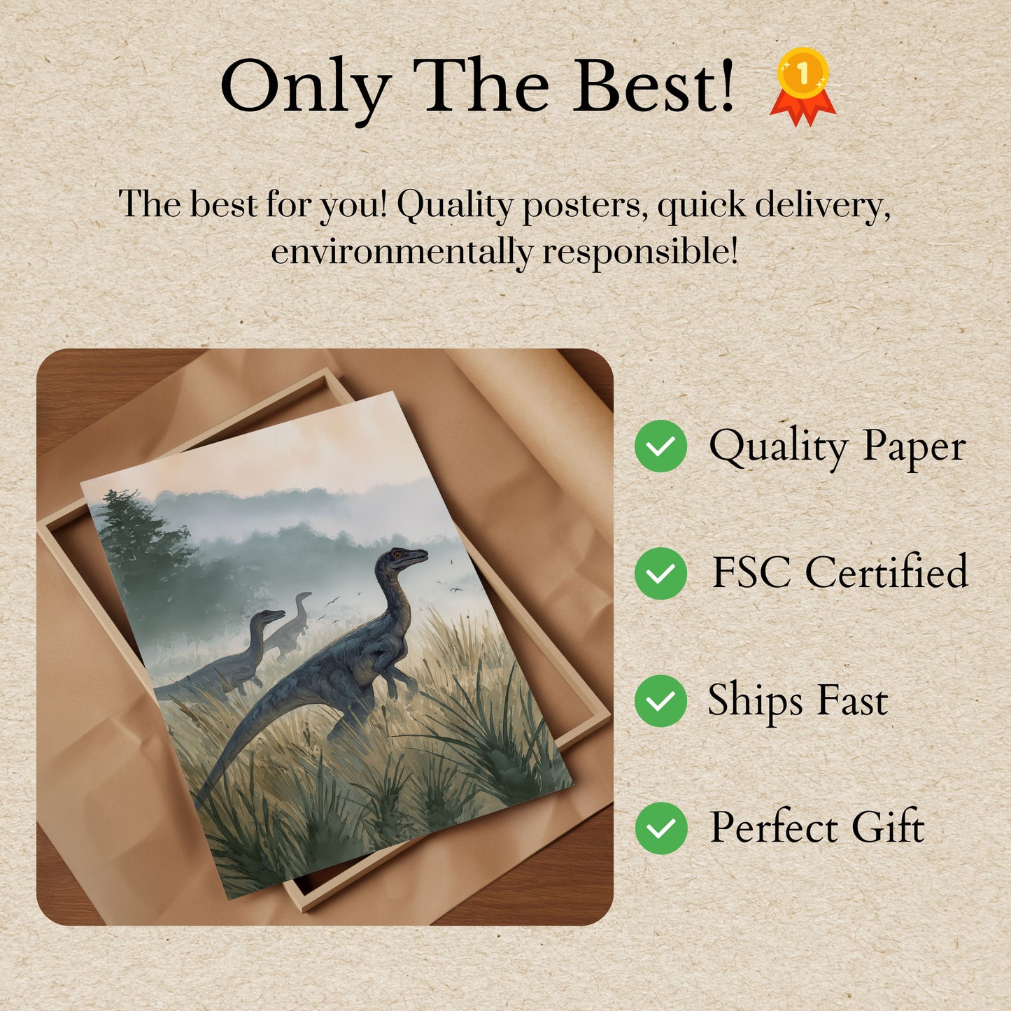 Misty Dinosaur Wilderness Poster