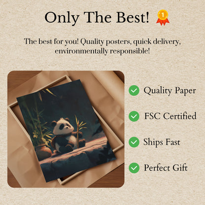 Póster de panda del bosque de bambú