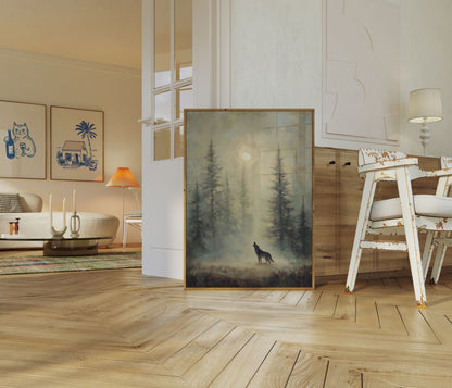 Moonlit Wolf Forest Poster
