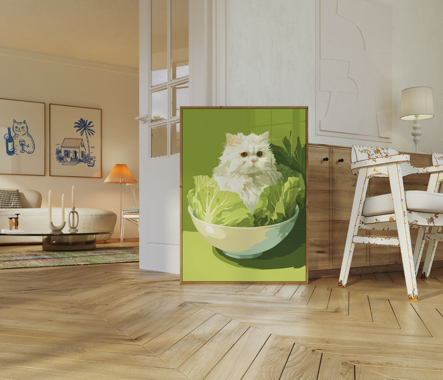 Pluizige Kat in Slakom Poster
