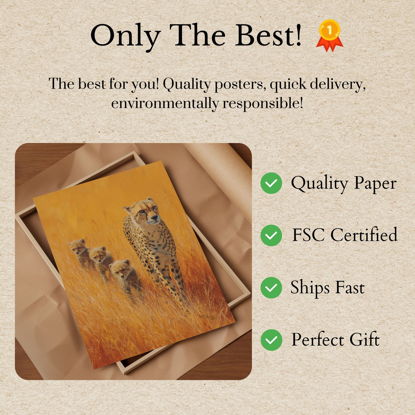 Cheetah Family Savanna Poster