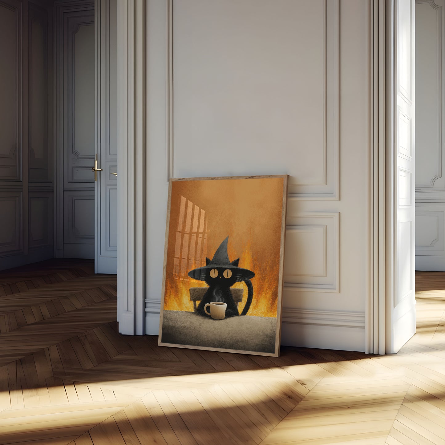 Witch Cat Coffee Chaos Poster