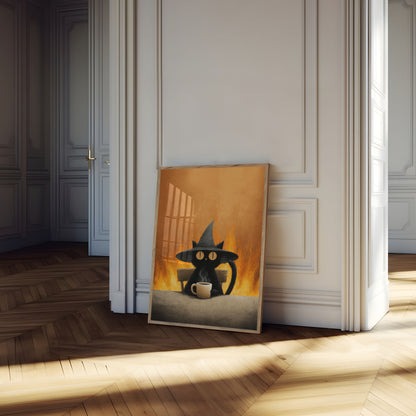 Witch Cat Coffee Chaos Poster