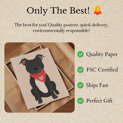 Cute Pitbull Heart Bandana Poster