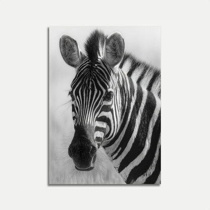 Zebra Portrait Black and White Poster