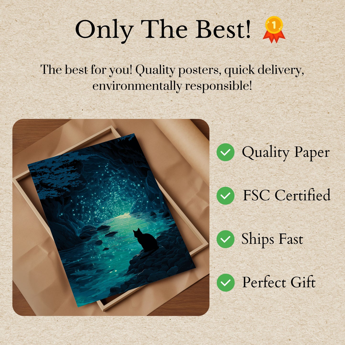 Kat ved glødende hule plakat