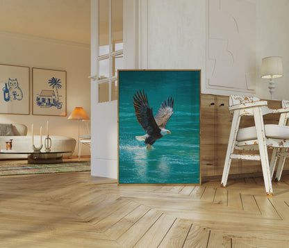 Bald Eagle Ocean Hunting Poster