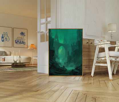 Dark Emerald City Ruins Poster