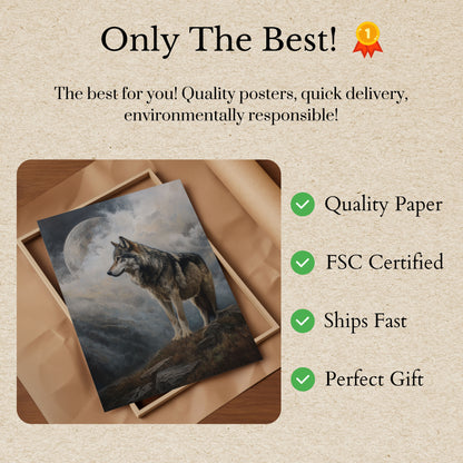 Moonlit Wolf Wilderness Poster