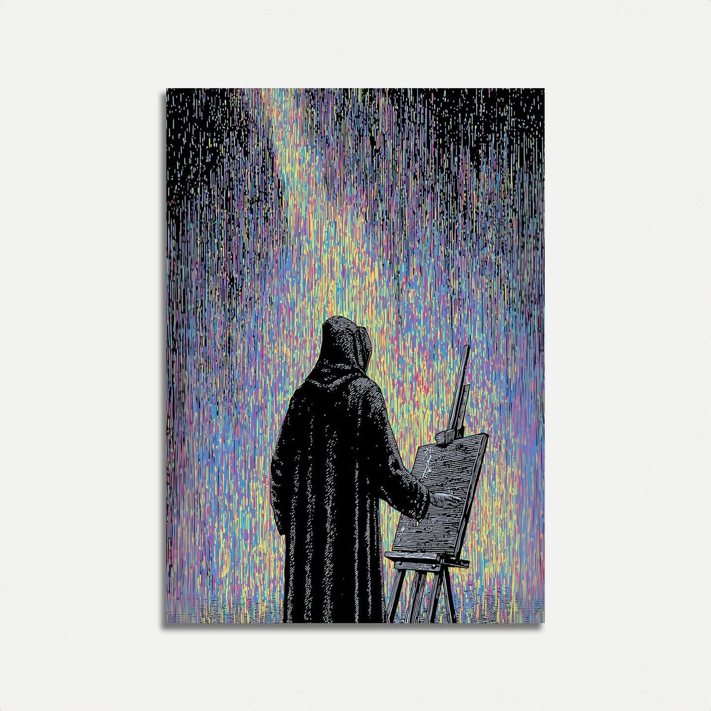 Artista Creando Póster de Realidad Digital