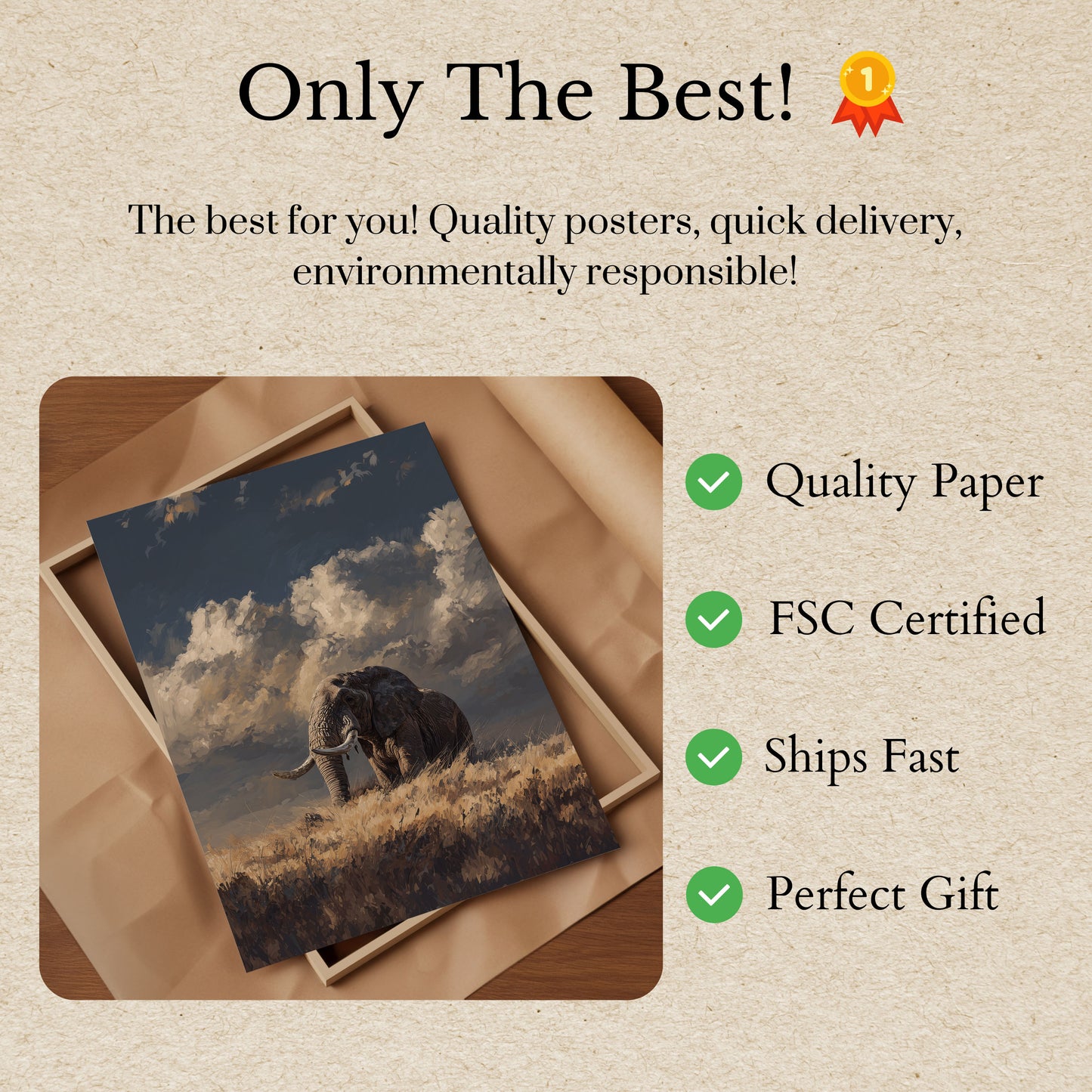 Majestic Elephant Savanna Poster