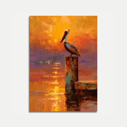 Affiche Pélican au Coucher du Soleil