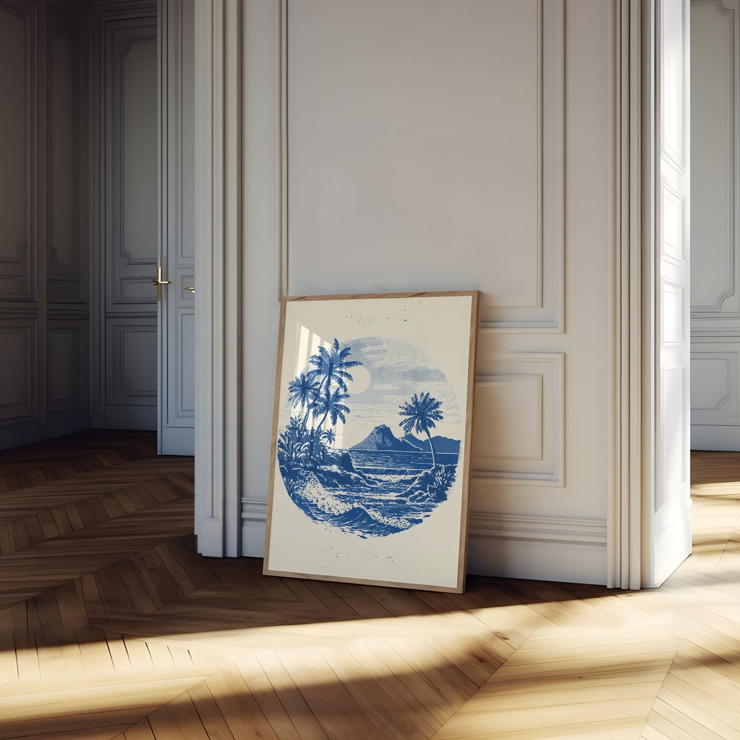 Tropical Blue Wave Surfing Poster