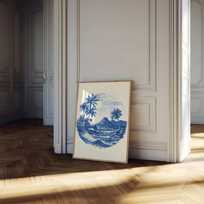 Tropical Blue Wave Surfing Poster