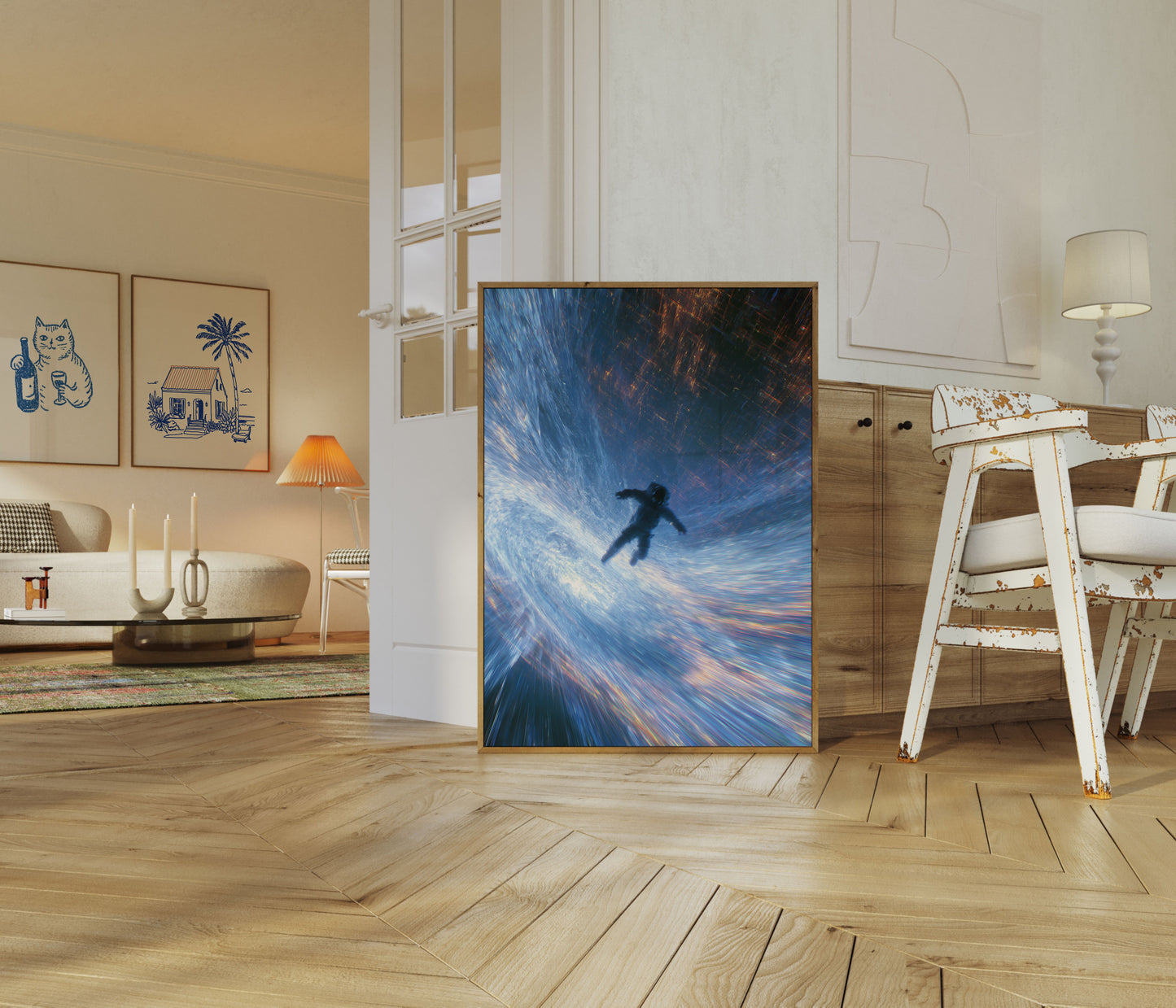 Poster Astronauta Volante nello Spazio Digitale