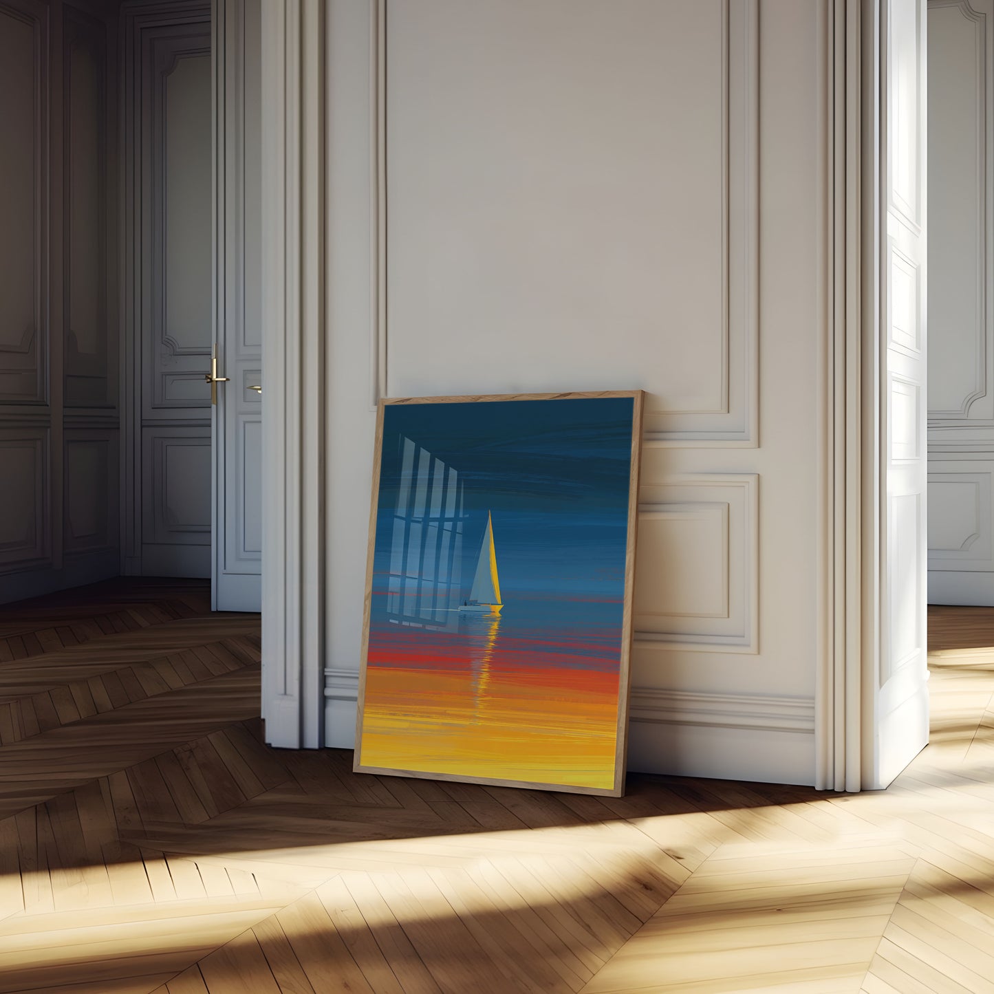 Sailboat Sunset Reflection Poster