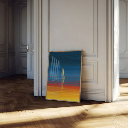 Sailboat Sunset Reflection Poster