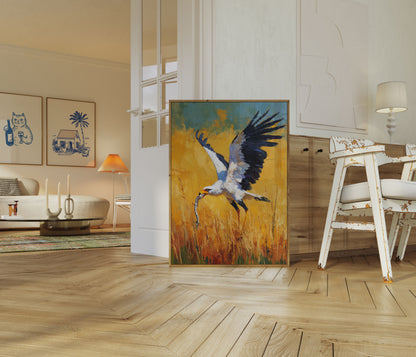 Secretarisvogel in Gouden Velden Poster