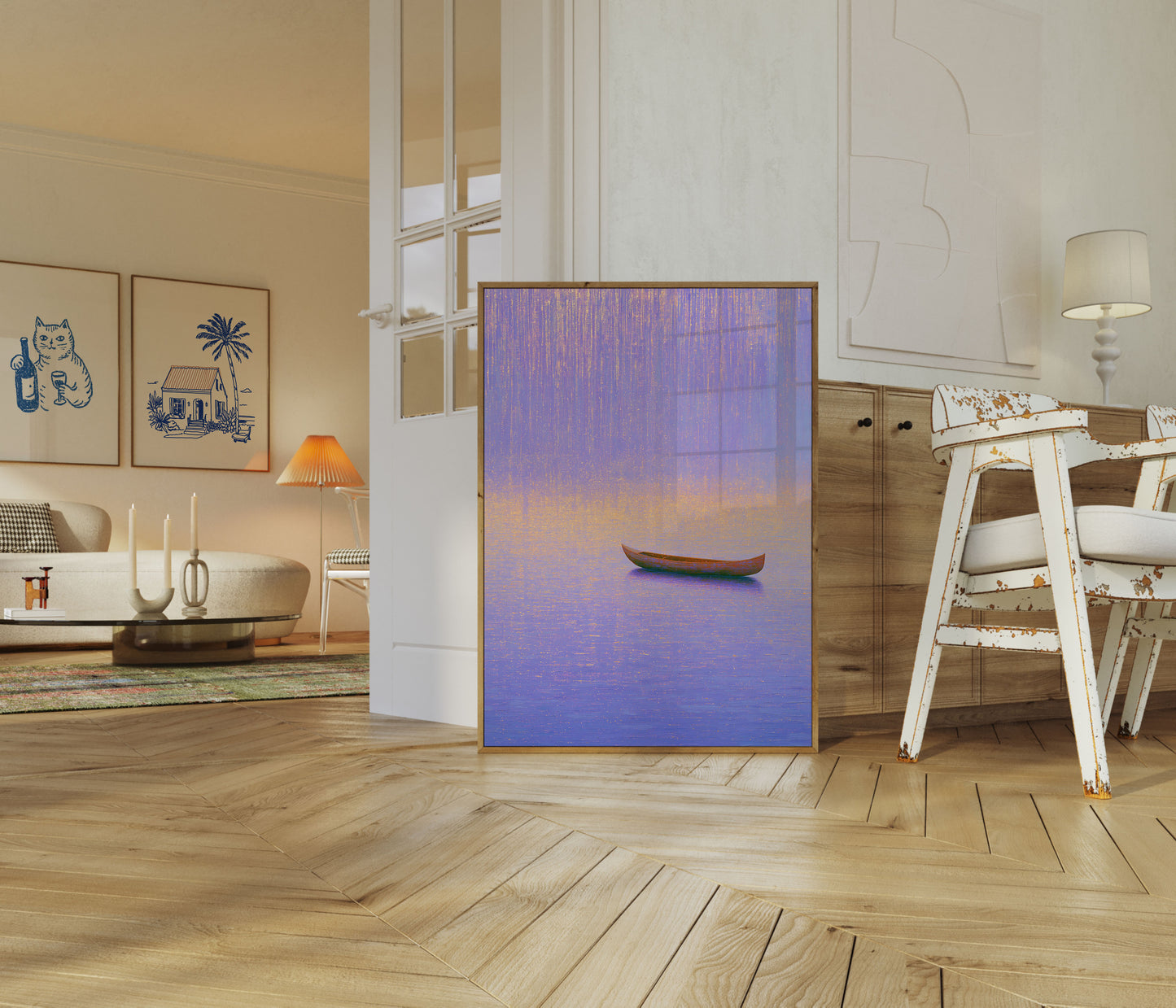 Poster: Barcaia Solitaria al Tramonto Dorato