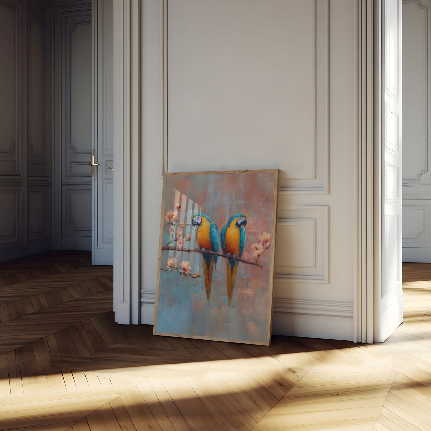 Blue and Gold Macaw Pair Poster