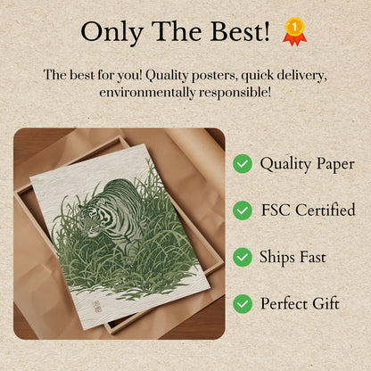 Emerald Tiger Wild Grass Poster
