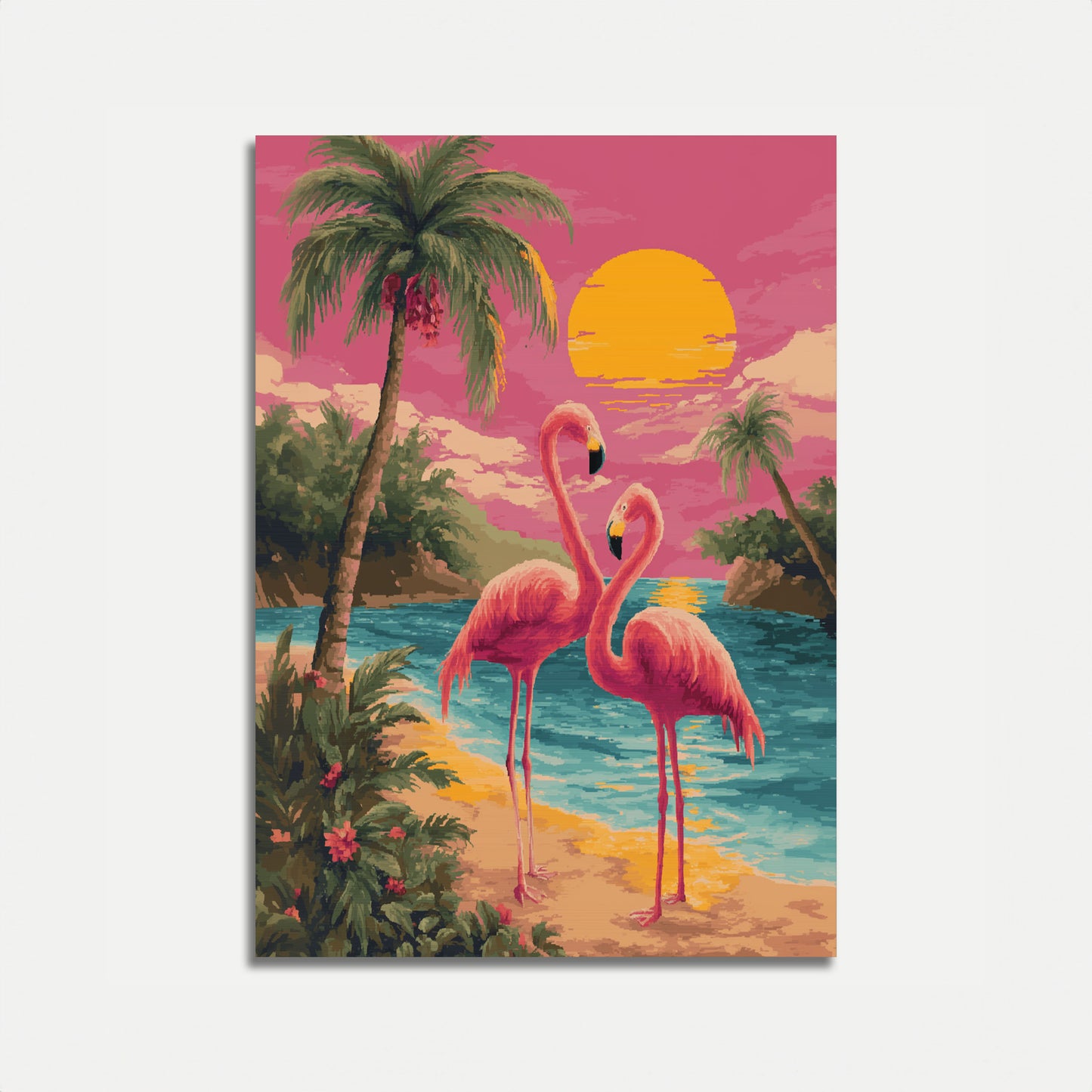 Tropical Sunset Flamingo Poster