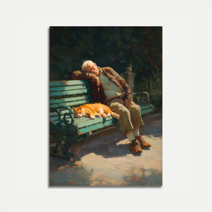 Póster de Anciano y Gato Naranja