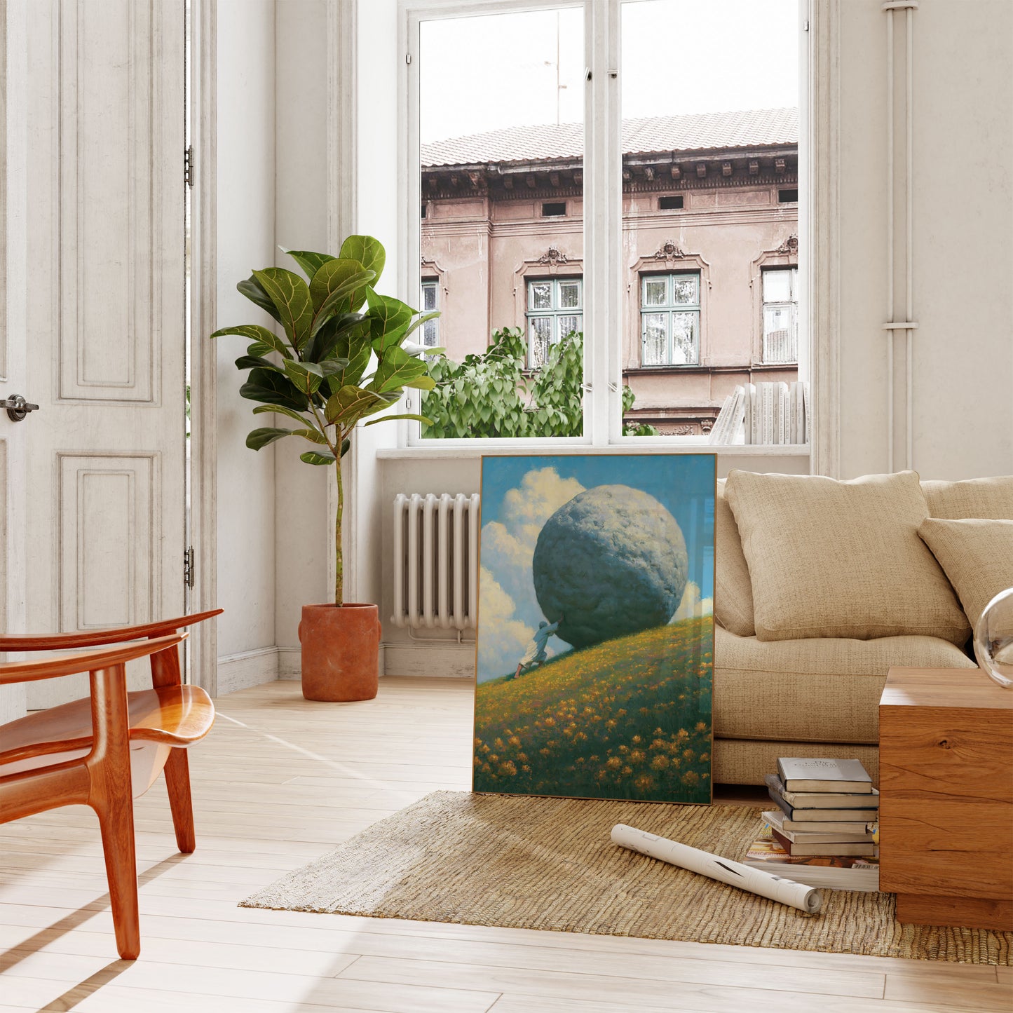 Sisyphus Pushing Boulder Poster